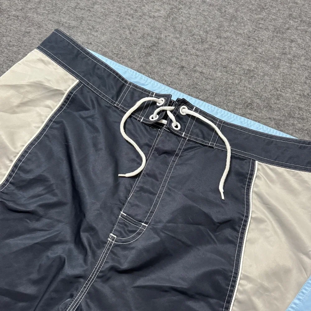 VTG 2005 Gap Board Shorts Mens 38 Navy Blue Colorblock Swim Trunks RN54023